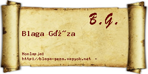 Blaga Géza névjegykártya